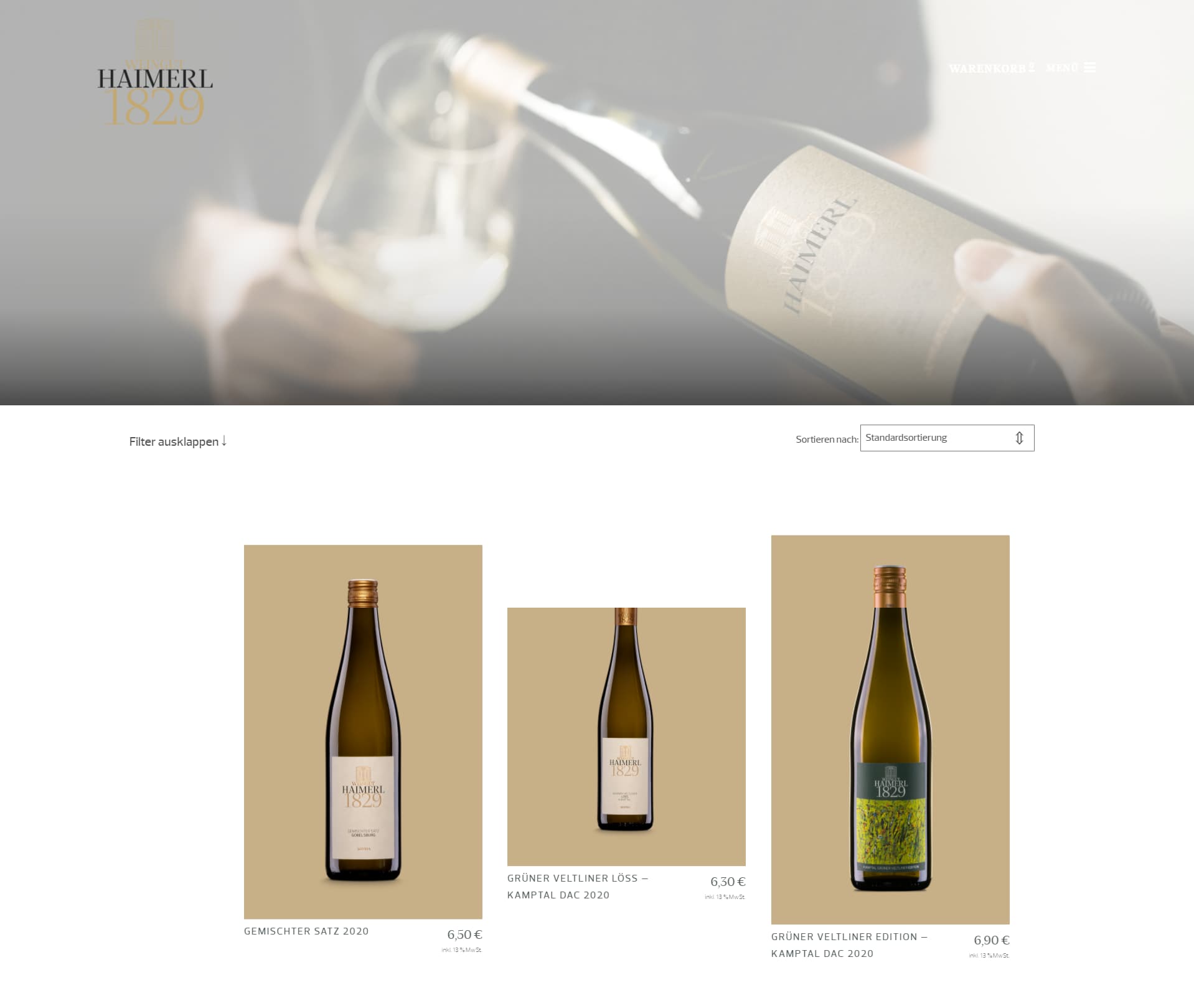 Screenshot of the project for Weingut Haimerl